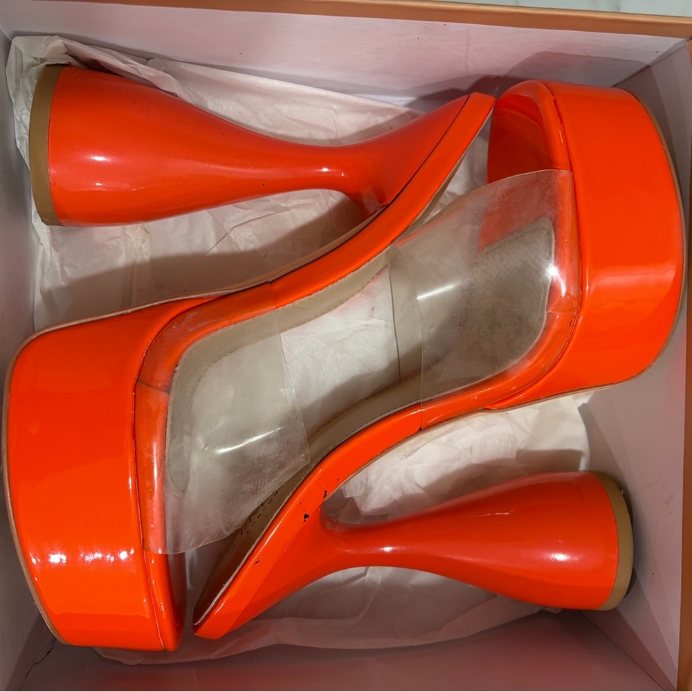 Chic Orange Platform Heels - image 7